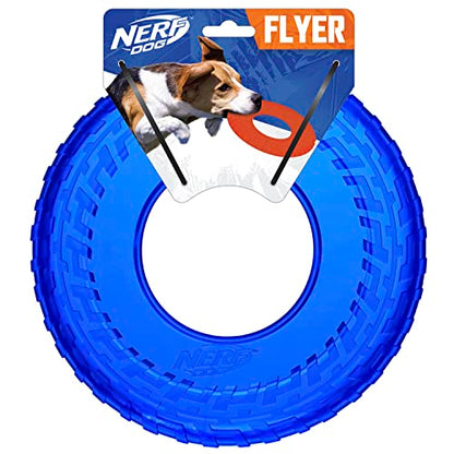 Nerf Dog 10in Enhanced Translucent TPR Tire Flyer - Blue,Medium Breeds - color: Translucent Blue, size: 10 Inch
