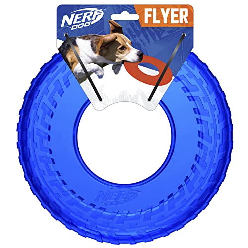 Nerf Dog 10in Enhanced Translucent TPR Tire Flyer - Blue,Medium Breeds - color: Translucent Blue, size: 10 Inch