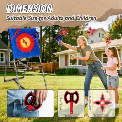 Axe Throwing Game for Backyard, Axe Throwing Game Target with 12 Throwing Axes, Lightweight & Portable Outdoor Games Indoor Carnival Yard Lawn for Age 6-12, Backyard Games for Family Party - style: 12Throwing Axes & 12Dart