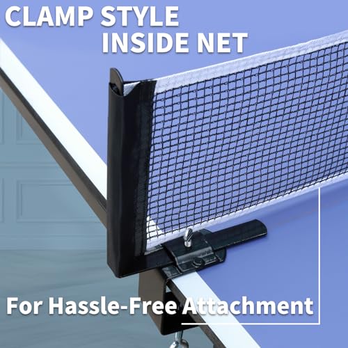 Ping Pong Table Foldable & Portable Table Tennis Table Set for Indoor & Outdoor Games with Net, 2 Paddles and 3 Balls - size: 9FT