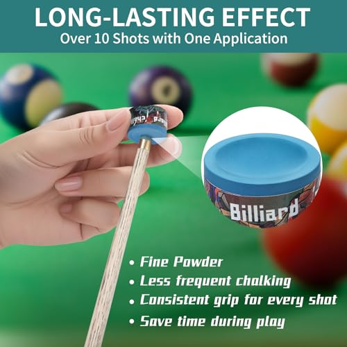 Pool Cue Chalk 2 Pack, Premium Round Pool Stick Chalk Billiard Table Accessories for Professional Tournament, Clubs, Bars, Home (Outstanding Performance, Reduce Miscue, Durable)- Blue - color: Blue-2 Pack