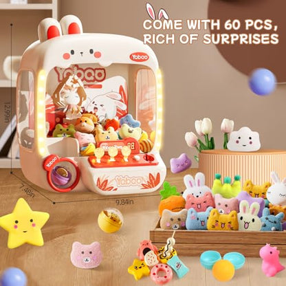 64 PCS Large Claw Machine for Kids Bunny, Vending Machine Toys for Girls 5 6 7 8 Year Old, Candy and Prize Electronic Dispenser Game Ages 5-7 6-8, Birthday Gift for 3 4 5 6 Year Old - style: Bunny