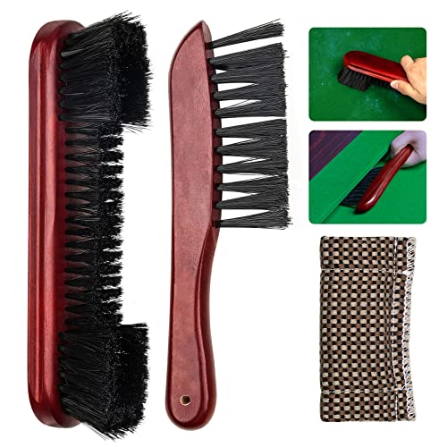 Adhafera Pool Table Brush Cleaner Kit, Brush Made of Pure Solid Wood and Nylon Bristle, Snooker Accessories for Snooker Table - color: Burgundy-3-tool
