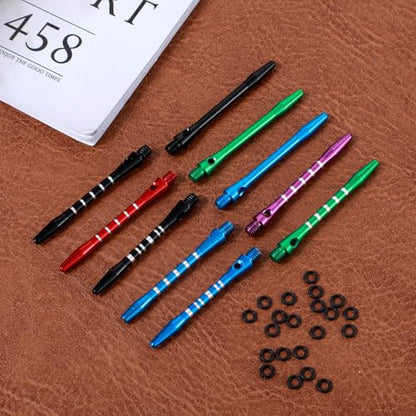 Psyqtsuary Pointed tip Shafts for Steel Tip, 30 Pcs 2BA Thread Aluminum Pointed Tips shafts with Rubber O Rings 50 mm/53 mm Aluminium Alloy Pointed-tip Stems Pointed-tip Replacement Parts Soft Tips