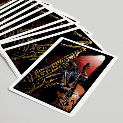 Lantern Press Jazz Band, Scratchboard, 52 Playing Cards for Adults, Poker Size Card Deck