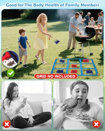 Bean Bags for Tic Tac Toe and Cornhole Toss Games, Kanosan Bean Bags for Kids Adults and Family Outdoor Yard Lawn Outside Field Day Birthday Party Backyard Reunion Carnival Beach Fun Games 10PCS - size: TG-10
