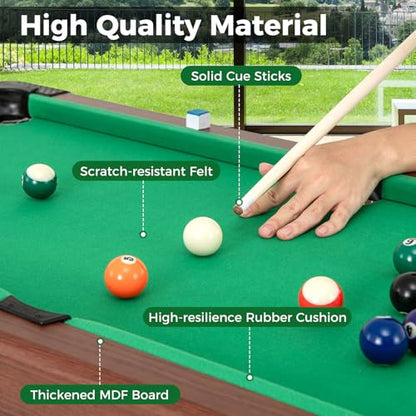 GYMAX Pool Table, 48 Inch Wooden Billiard Tables with 16 Balls, 2 Cue Sticks, 2 Chalks and Brush, Snooker Table Mini Pool Table for Kids, Family, Party - color: Green
