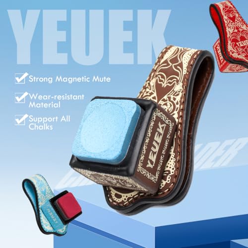 Leather Magnetic Chalk Holder,Portable Pool Cue Chalk Holder with Fixed Clip,Silent Chalk Holder Pool Billiards,Pool Cue Chalk Case for Square Pool Billiards Pool Table Accessories - color: Blue