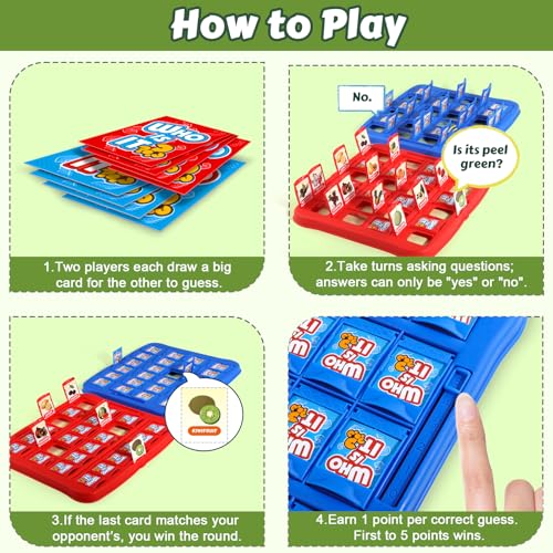 Classic Fruit Guessing Board Game for Kids Ages 3 and Up – Who is It? – Two-Player Logic Deduction Game to Boost Cognitive Skills, Family Fun – Travel Friendly Educational Toy - style: Fruit