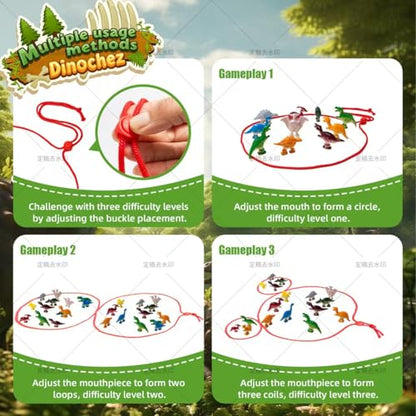 Unleash Prehistoric Fun Dinosaur Magnet Chess Game - 20 Vibrant Dino Stones with String & Storage Bag, Addictive Portable Strategy Toy for Family Game Night & Stocking Stuffers