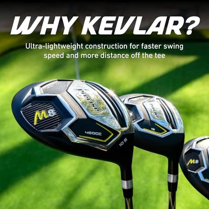 Precise M8 Men's 17-Piece Golf Set – Kevlar Graphite Shafts | Driver, Woods, Hybrids, Irons (6-SW), Putter, Stand Bag, 4 Headcovers & Rainhood