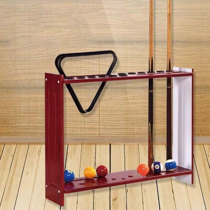 12-Cue Pool Rack Floor Stand – Mahogany Wood Billiard Stick Holder, Freestanding Pool Cue Ball Storage for Home Club，Mahagoni，73 * 17 * 57Cm - color: Mahagoni