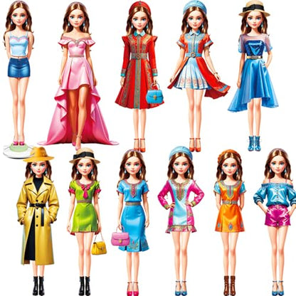 Magnetic Dress Up Paper Doll,Magnet Princess Dress Up Dolls for Girls Ages 4-7 Kids,Travel Activities Road Trip Car Ride Interactive Learning Created Imagine Set Birthday Gift (K Set) - color: K Set