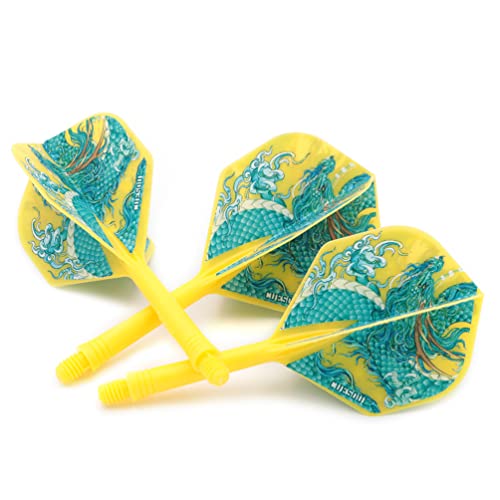 CUESOUL Integrated Dart Shaft and Flights with Four Mythological Symbols Design-Size M 28mm - color: White-Azure Dragon