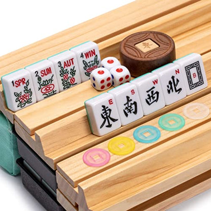 Yellow Mountain Imports American Mahjong Set, Pepper with Soft Case, Racks with Pushers, Wright Patterson Betting Coins, Dice, & Wind Indicator - color: Pepper