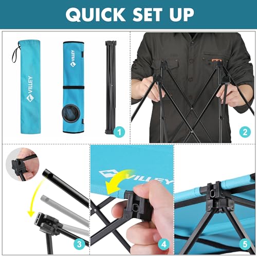 VILLEY Folding Camping Table, Lightweight Portable Beach Table with 2 Cup Holders & Carry Bag for Camping, Beach, Fishing, Travel, and Outdoor Activities(Small) - size: Small