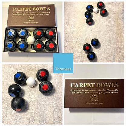Thorness DRAKES CARPET BOWLS | Indoor bowls set | Bowls game for adults and children | CARPET BOWLS GIFT | French boules set | Each bowl is 2 inches in diameter.