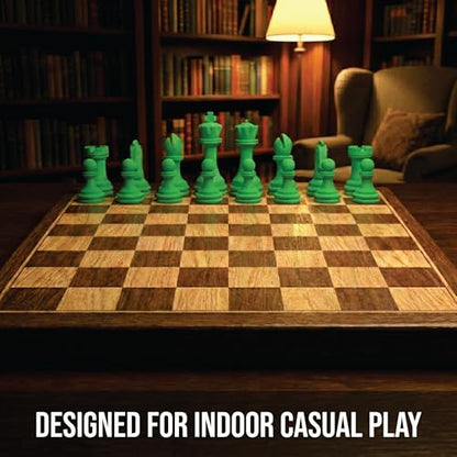 Staunton Chess Pieces Half Set, 17 Green Pieces, 3.75" King | Made in USA - color: Green