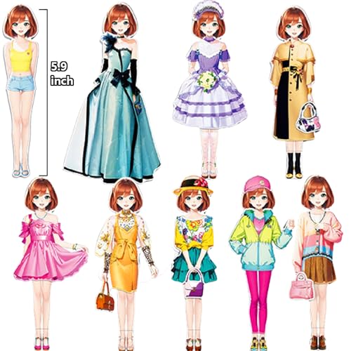 Magnetic Dress Up Paper Doll,Magnet Princess Dress Up Dolls for Girls Ages 4-7 Kids,Travel Activities Road Trip Car Ride Interactive Learning Created Imagine Set Birthday Gift - color: D Set