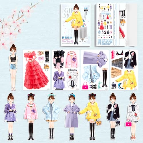 Magnetic Princess Dress Up Paper Doll Pretend Play Toys Magnet People Clothes Puzzles Game for 3+ Year Old Girls Toddler,Preschool Learning Created Imagine Set Birthday Gift (G Set) - style: G Set