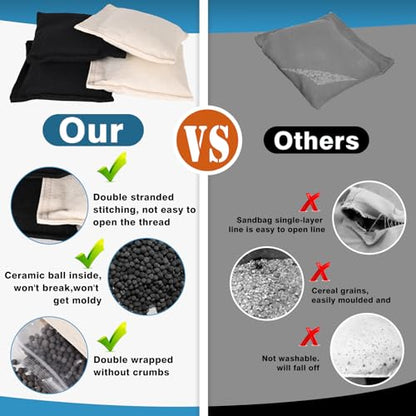 Solid Wood Cornhole Game Set, 2 Portable 3 x 2 ft Cornhole Boards, 8 Bean Bags, Indoor & Outdoor Lawn Toss Games Activity
