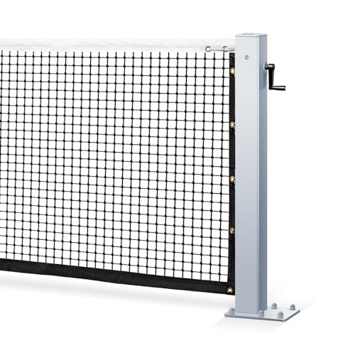 Professional Tennis Net Posts with Internal Safe Winder, 100mm Heavy-Duty Aluminum Post & 260mm Galvanized Base, Includes Expansion Anchors for Easy Setup - color: SILVER, size: Single-Layer Tennis Net, style: Surface-Mounted