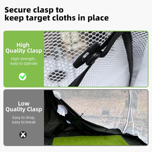 Golf Net - Upgraded All-in-One 10x7ft Golf Practice Net with 5 Real Balls, Tri-Turf Mat and Portable Bag, Durable Hitting Nets for Backyard Driving Swing Outdoor - style: Black/White