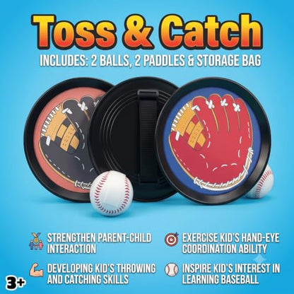 Clap&Leap Toss and Catch Ball Set, Outdoor Games, Kids Toddler Baseball Glove & Catch Ball Toys, Easy to Use Sticky Balls, Fits All Hand Sizes, for Beach Yard Pool Outside (Upgraded)