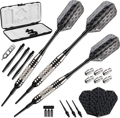 Viper by GLD Products Bobcat Adjustable Weight Soft Tip Darts with Storage/Travel Case - size: 16 Grams (Adjustable to 17 and 18 Grams), style: Nickel Silver Plated with Black Rings