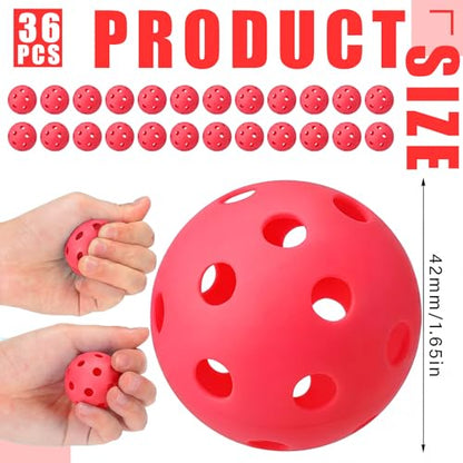 Lunmon 36 Pcs Practice Baseball 42mm Small Training Balls Plastic Hollow Softballs Golf Balls with a Drawstring Bag for Backyard Hitting Batting Training Indoor Outdoor Use - color: Red