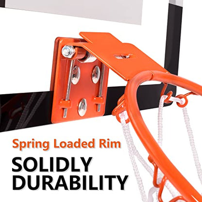 Indoor Mini Basketball Hoop for Kids, Over The Door Basketball Hoop Indoor with 4 Balls & Inflator, Basketball Toys Gifts for 6 7 8 9 10 11 12 Year Old Boys