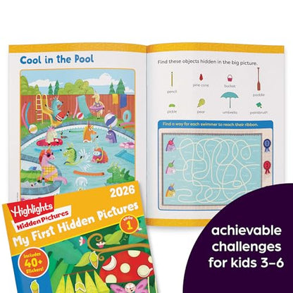 Highlights My First Hidden Pictures 2026 Activity Books for Kids Ages 3-6, 4-Book Set of Travel-Friendly Screen Free Seek and Find Fun with Stickers