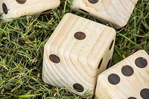 TRIUMPH Giant Wooden Lawn Dice - Includes 6 Large Lawn Dice, Dry-Erase Scorecards, Markers and Carry Bag