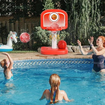 Outdoor Basketball Hoop Toys for Toddlers 3 4 5 6 7 8-12 Years Boys, Swimming Pool Basketball Hoop Outside Toys with 4 Balls, Poolside Basketball Game Toy Gifts for Kids Ages 4-8 8-12 Boys Girls - style: Swimming Pool Basketball Hoop