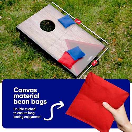 Portable Cornhole Board Set 24"x15", Foldable Wooden Travel Size Corn Hole Game Sets