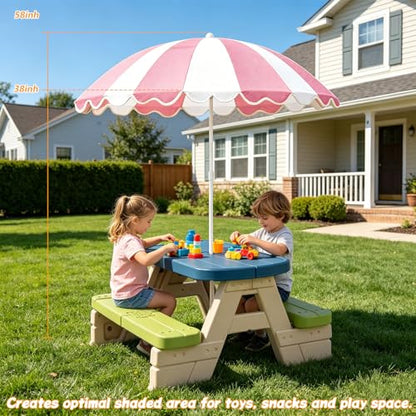 Water Table Umbrella, UV Protection Beach & Picnic Table Umbrella, Heavy Duty Portable Outdoor Shade for Sand Play, Camping, Garden & Backyard. - color: Pink-Umbrella