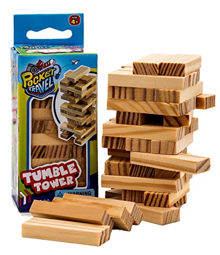 JA-RU Mini Tumbling Tower Game (3 Tower Set) 4 Inch Small Size Wooden Blocks. Building Games and Stacking Game for Kids. Indoor Outdoor Sport Activities. 3276-3p
