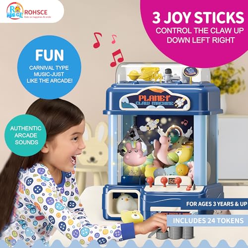Claw Machine for Kids – Large Toy Claw Machine with Music Lights, Vending Machine Toy for Boys Girls, Includes Toys Inside, USB Rechargeable Candy Claw Game Machine for Kids Ages 4-12 - style: Large Space Explorer