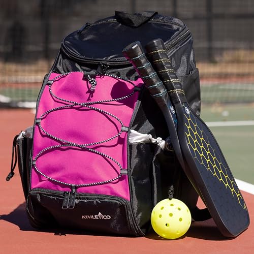 Athletico 35L Pickleball Backpack - Pickleball Bags for Men or Women Includes Pickleball Ball Holder - color: Pink