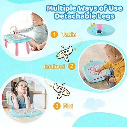 Kikidex Toddlers Toys Age 1-3, Magnetic Drawing Board, Doodle Board Pad Learning and Educational Toys for 1 2 3 Year Old Baby Kids Birthday Gift (Mint Blue) - color: Mint Blue