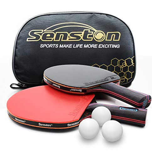 Senston Professional Table Tennis Paddles Advance Intermediate Ping Pong Paddles Set of 2, Table Tennis Racket with Carry Case… - color: Y6-balls