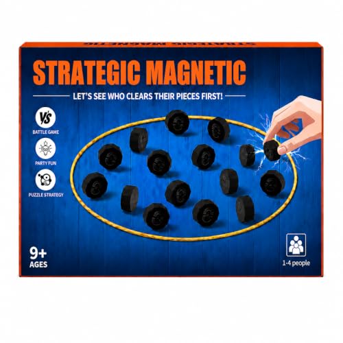 Magnet Game with String, 20 Full-Size Magnetic Stones & 3 Ropes, Portable Magnetic Chess Strategy Game for Family Game Night, Party, Travel, Camping, Kids, Teens & Adults