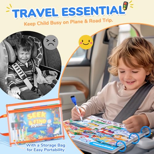 JoyCat Seek & Find Game Books - Preschool Learning Activity for Toddlers & Kids Ages 3-5, Travel Activities Toys for Road Trip Car Airplane, Busy Book, Birthday Gifts for Girls and Boys Ages 4-8 - style: 2. Seek & Find