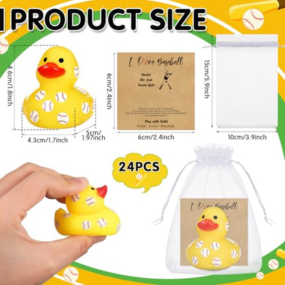 Amyhill 24 Sets Mini Baseball Rubber Ducks Gifts Sport Party Favors Tabletop Decoration for Coach Team Gifts Club Gift Player Team Events Decorations Birthday Party Supplies - style: Baseball