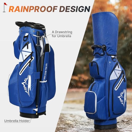 uniHimal Golf Cart Bag with 15 Way Organizer Divider Top, S-Lock Cart Golf Bag for Men Women with Magnetic Pocket and Rain Cover, Lightweight Golf Club Bag Includes Cooler Pocket and Handles