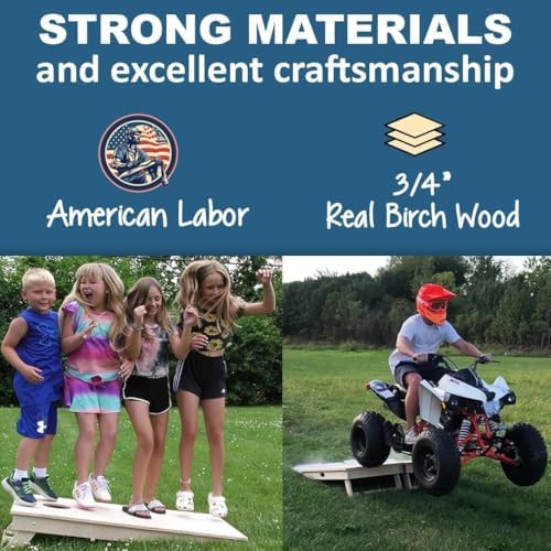 Custom Pro Cornhole Boards | Handmade in USA | 3/4 Baltic Birch | No Bounce | Triple Thick Legs | Two Brace & Handles, 2x4 Regulation Set w Score Tower & Cornhole Bags (Custom Cornhole Boards)