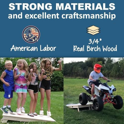 Custom Pro Cornhole Boards | Handmade in USA | 3/4 Baltic Birch | No Bounce | Triple Thick Legs | Two Brace & Handles, 2x4 Regulation Set w Score Tower & Cornhole Bags (Custom Cornhole Boards)