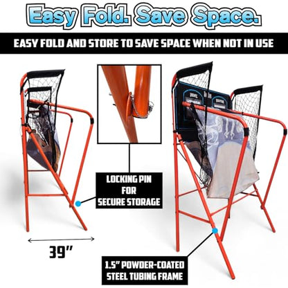 PartyLife 2-Player Basketball Arcade Game w/Optional LED Lights | Electronic Scoring | 5 Balls, 1 Pump, 8 Games | Folding Design | Heavy-Duty Steel Frame - Choose Your Model - color: PartyLife, style: Base Model