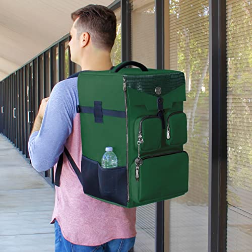 ENHANCE Collector's Edition Board Game Backpack - Reinforced Rigid Board Game Storage with Padded Shoulder Straps, Carrying Handle, and Accessories Pockets for Dice, Card Games, More (Dragon Green)
