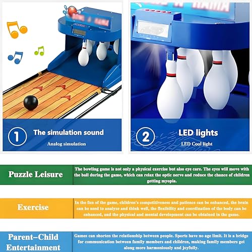 Indoor Electronic Bowling Alley Game Console with LED Scoreboard, Automatic Reset & Lighting, Fun for Kids & Adults, 3.5m/11ft - Ultimate Bowling Sports Experience - size: 2m/6ft
